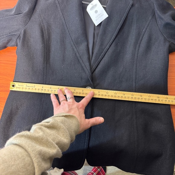Vintage Talbots Black Linen Blend Blazer Sz 12 Single Breasted Y2K Career Jacket - Picture 16 of 16